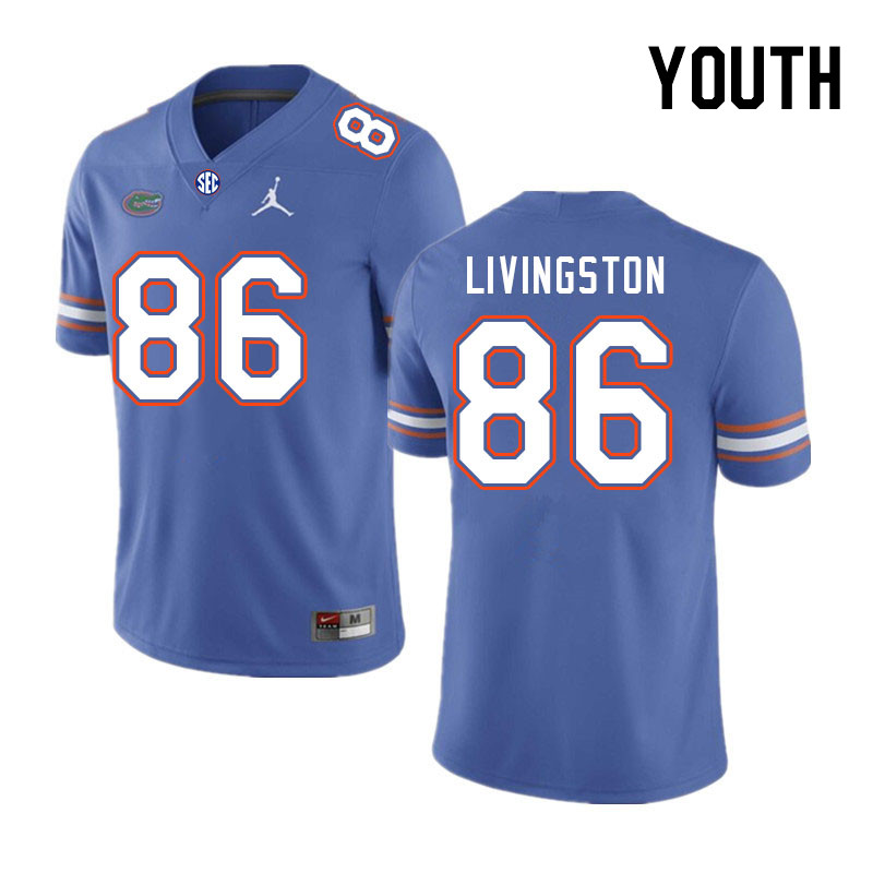 Youth #86 Tony Livingston Florida Gators College Football Jerseys Stitched-Royal